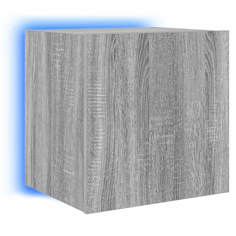 Sieninė TV spintelė su LED lemputėmis, pilka, 40,5x35x40cm