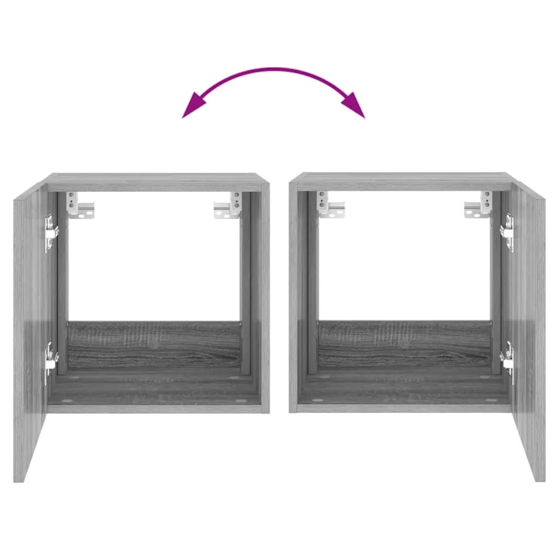 Sieninė TV spintelė su LED lemputėmis, pilka, 40,5x35x40cm
