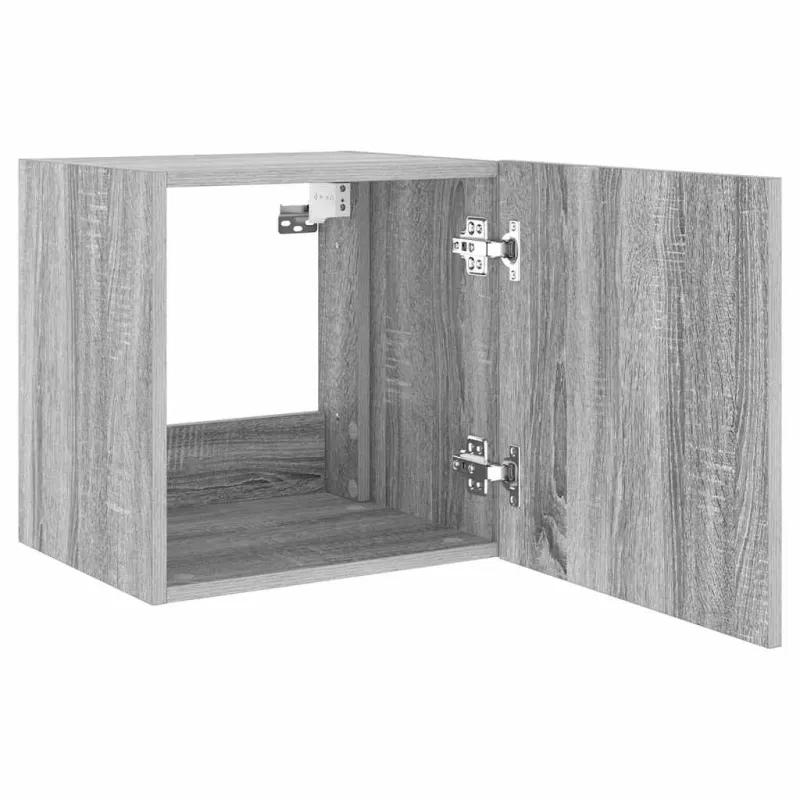 Sieninės TV spintelės su LED, 2vnt., pilkos, 40,5x35x40cm