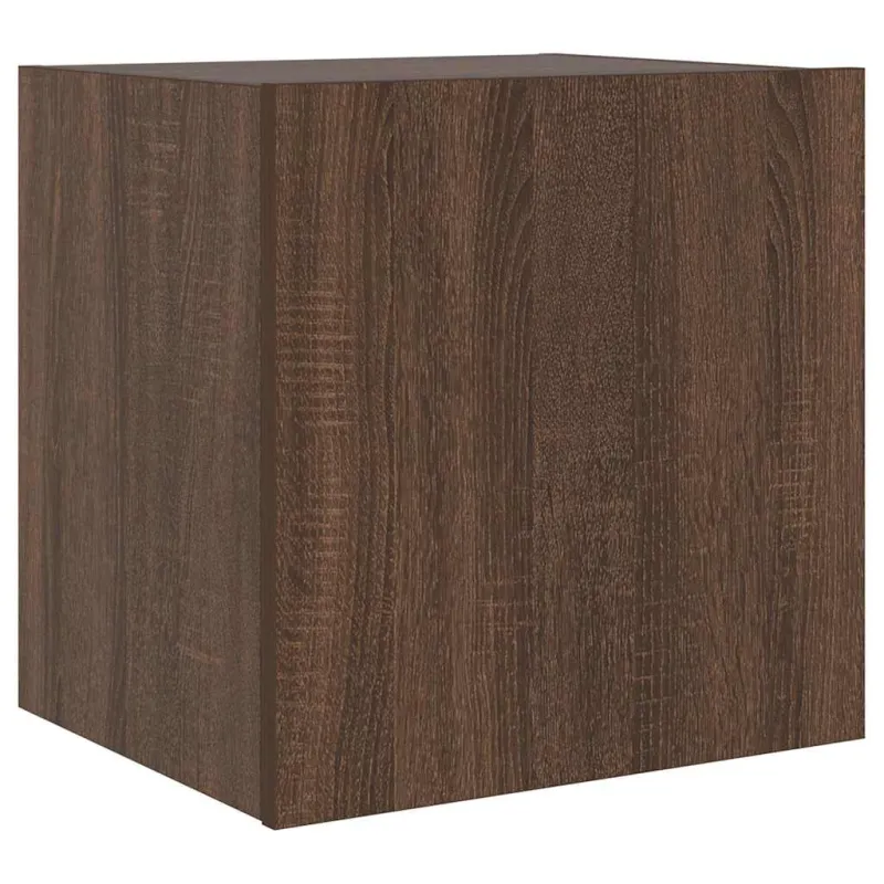 Sieninė TV spintelė su LED lemputėmis, ruda, 40,5x35x40cm