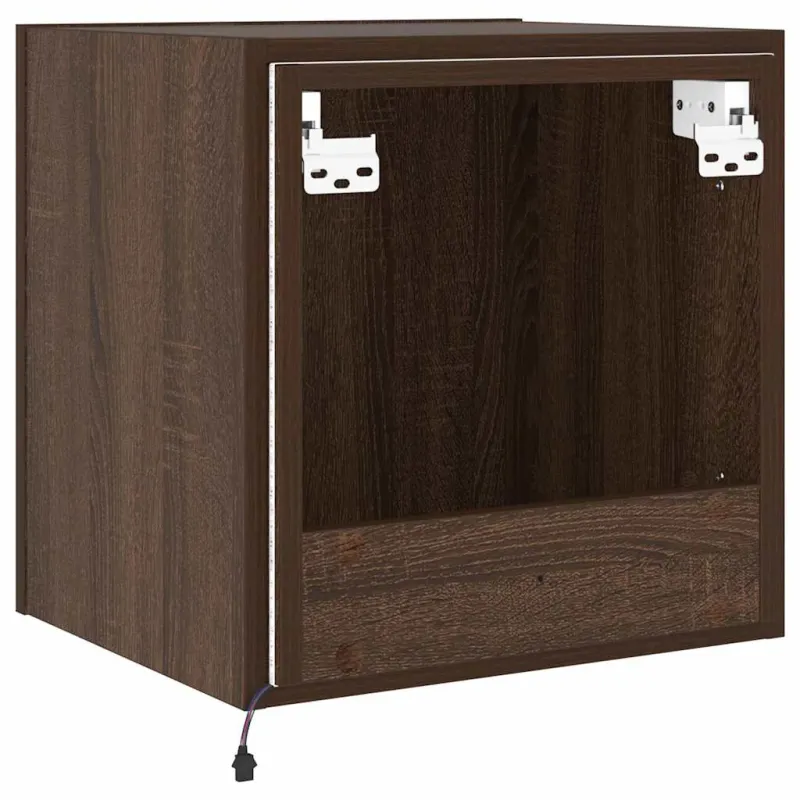 Sieninė TV spintelė su LED lemputėmis, ruda, 40,5x35x40cm
