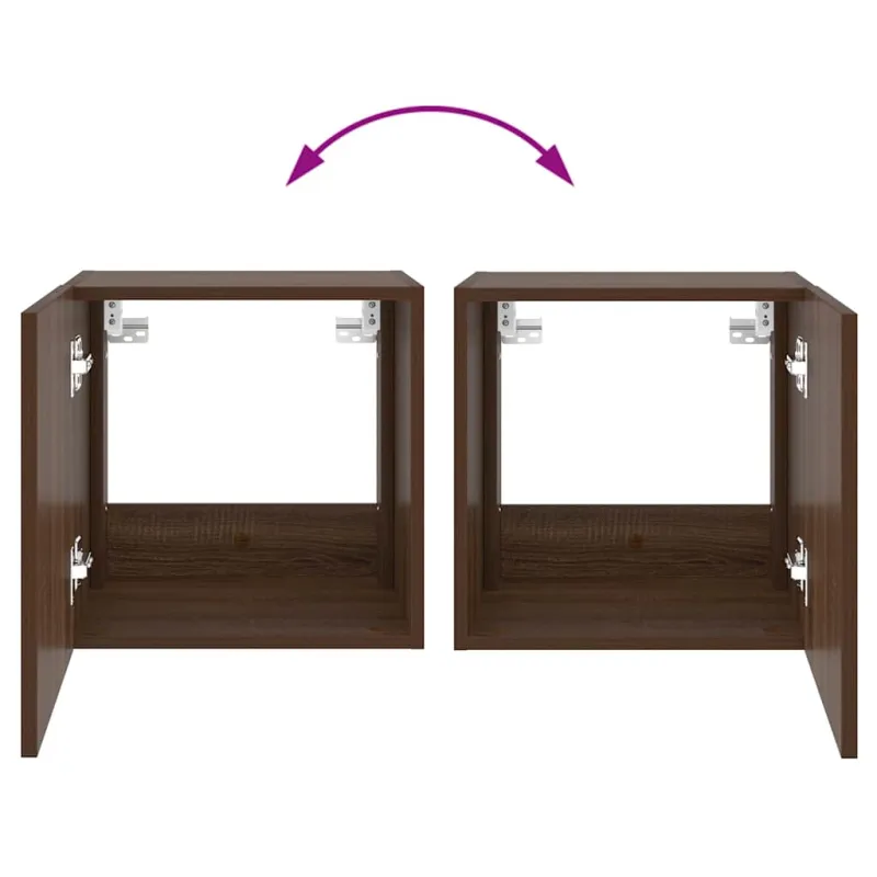 Sieninė TV spintelė su LED lemputėmis, ruda, 40,5x35x40cm