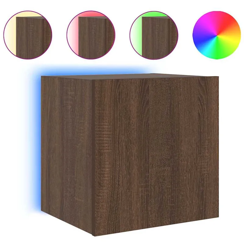 Sieninės TV spintelės su LED, 2vnt., rudos, 40,5x35x40cm