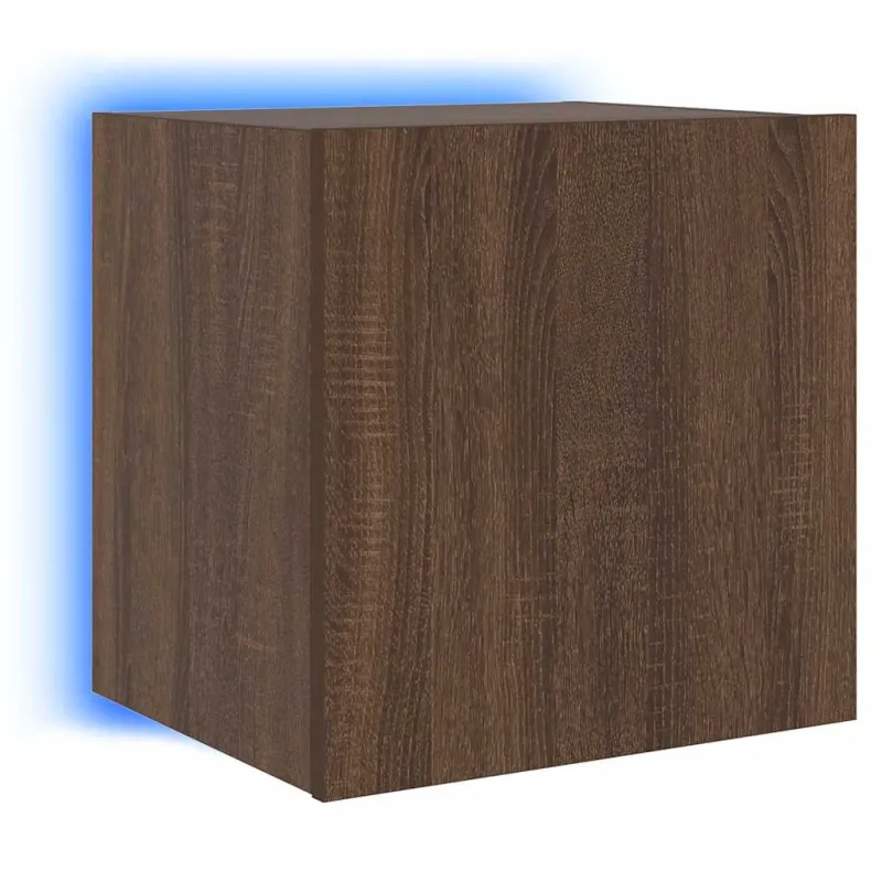 Sieninės TV spintelės su LED, 2vnt., rudos, 40,5x35x40cm