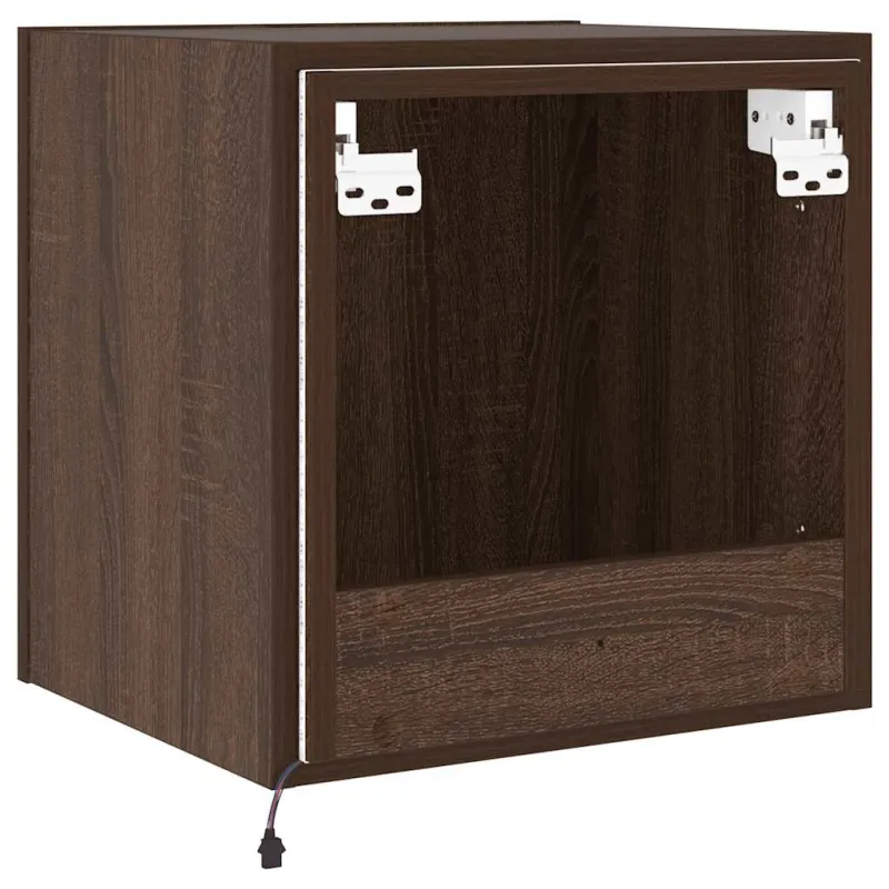 Sieninės TV spintelės su LED, 2vnt., rudos, 40,5x35x40cm