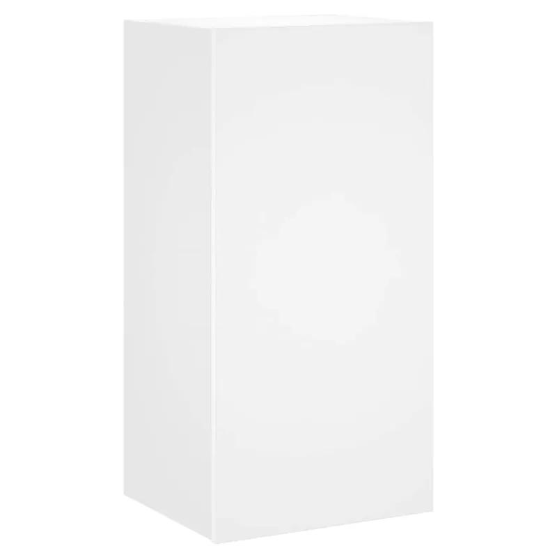 Sieninė TV spintelė su LED lemputėmis, balta, 40,5x35x80cm