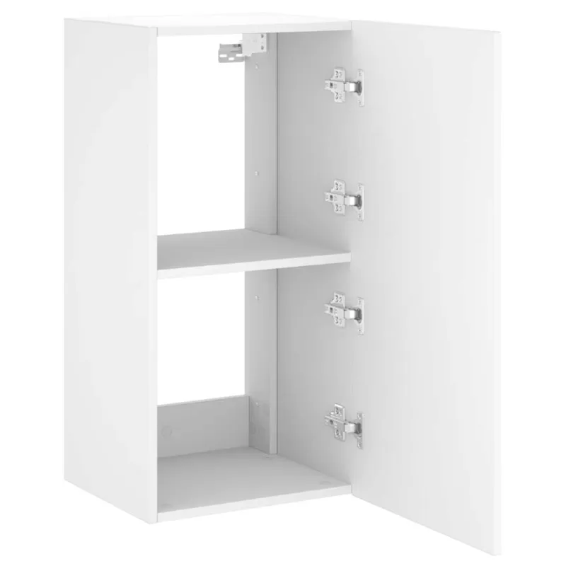 Sieninė TV spintelė su LED lemputėmis, balta, 40,5x35x80cm