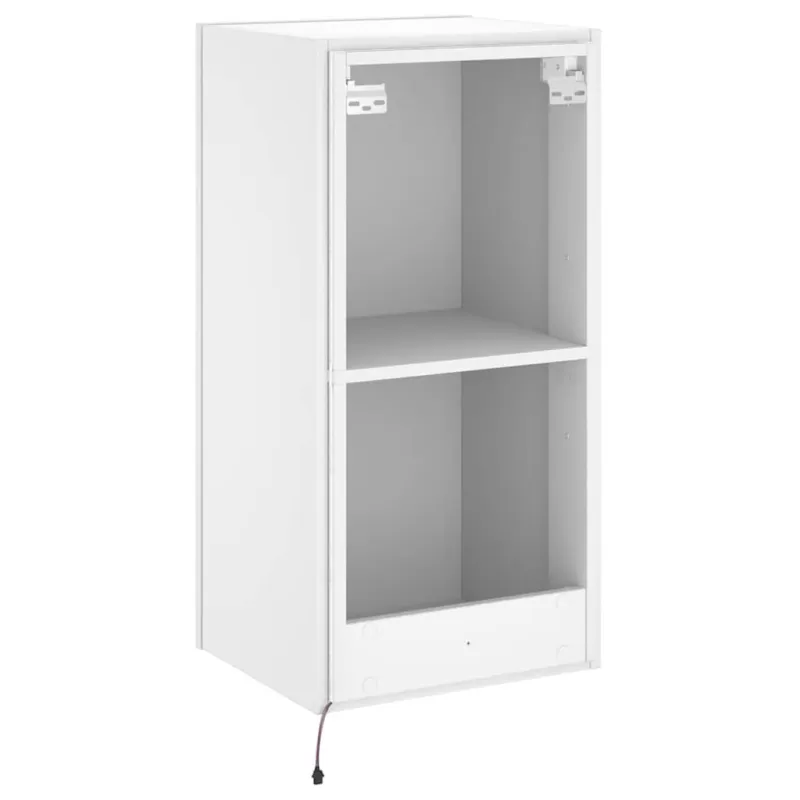 Sieninė TV spintelė su LED lemputėmis, balta, 40,5x35x80cm