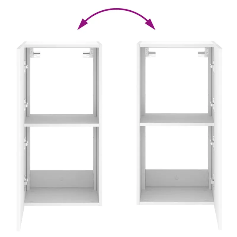 Sieninė TV spintelė su LED lemputėmis, balta, 40,5x35x80cm