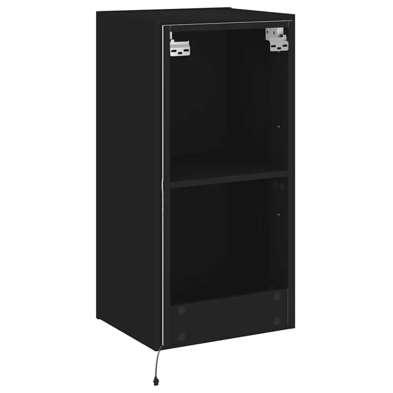 Sieninė TV spintelė su LED lemputėmis, juoda, 40,5x35x80cm