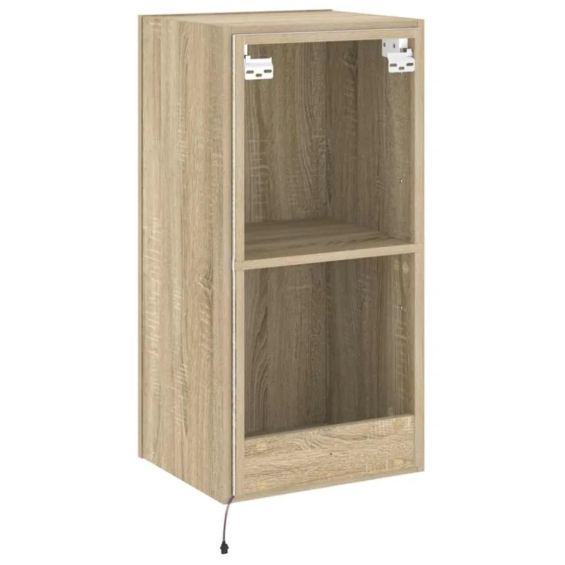 Sieninė TV spintelė su LED lemputėmis, ąžuolo, 40,5x35x80cm