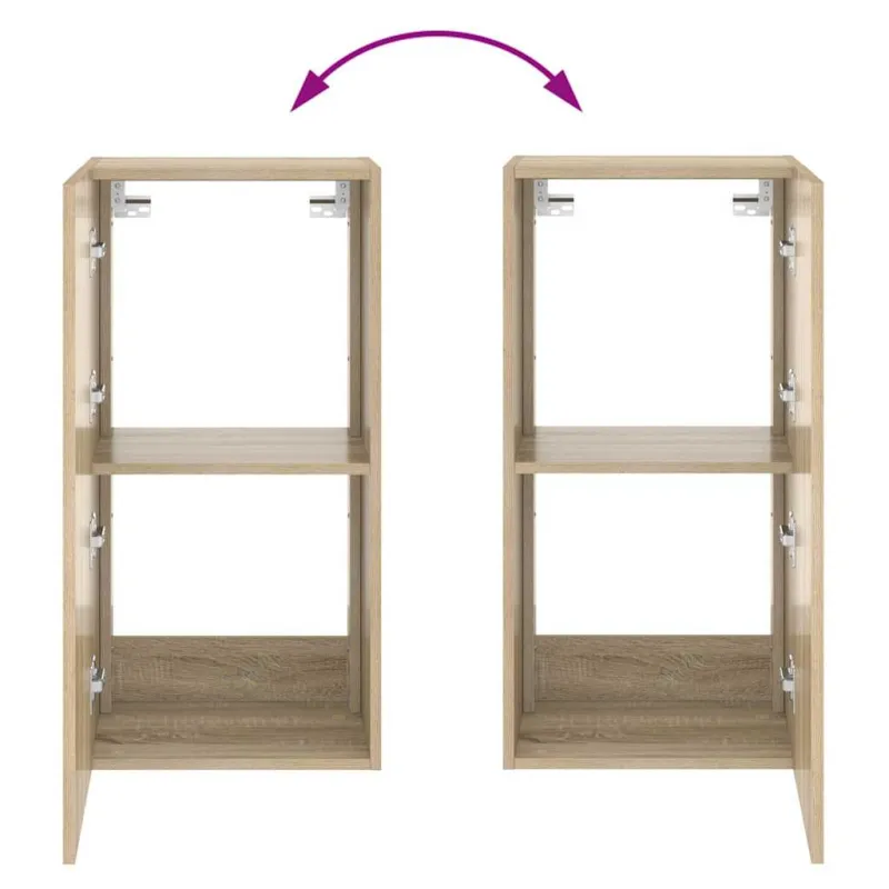 Sieninė TV spintelė su LED lemputėmis, ąžuolo, 40,5x35x80cm
