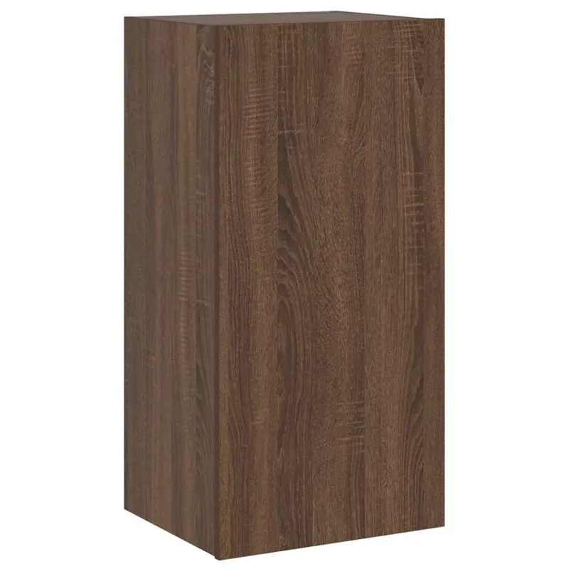 Sieninė TV spintelė su LED lemputėmis, ruda, 40,5x35x80cm