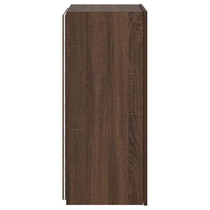Sieninė TV spintelė su LED lemputėmis, ruda, 40,5x35x80cm