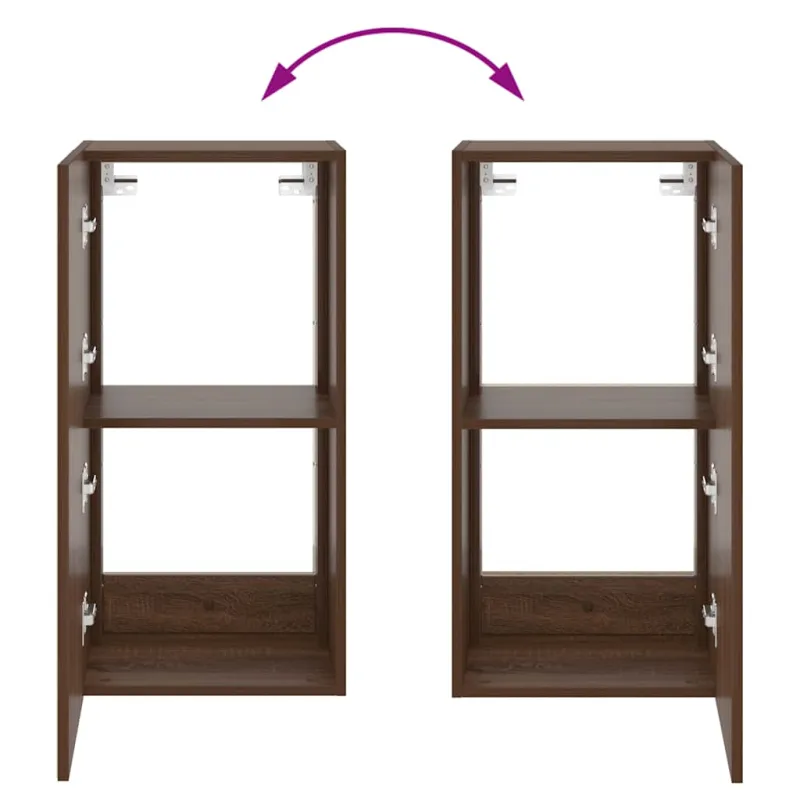 Sieninė TV spintelė su LED lemputėmis, ruda, 40,5x35x80cm