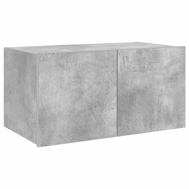 Sieninė TV spintelė su LED lemputėmis, betono pilka, 60x35x31cm
