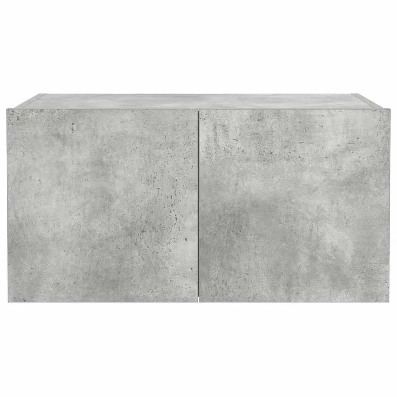 Sieninė TV spintelė su LED lemputėmis, betono pilka, 60x35x31cm