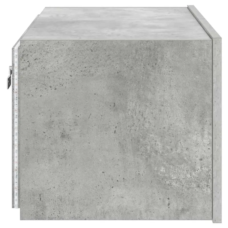 Sieninė TV spintelė su LED lemputėmis, betono pilka, 60x35x31cm