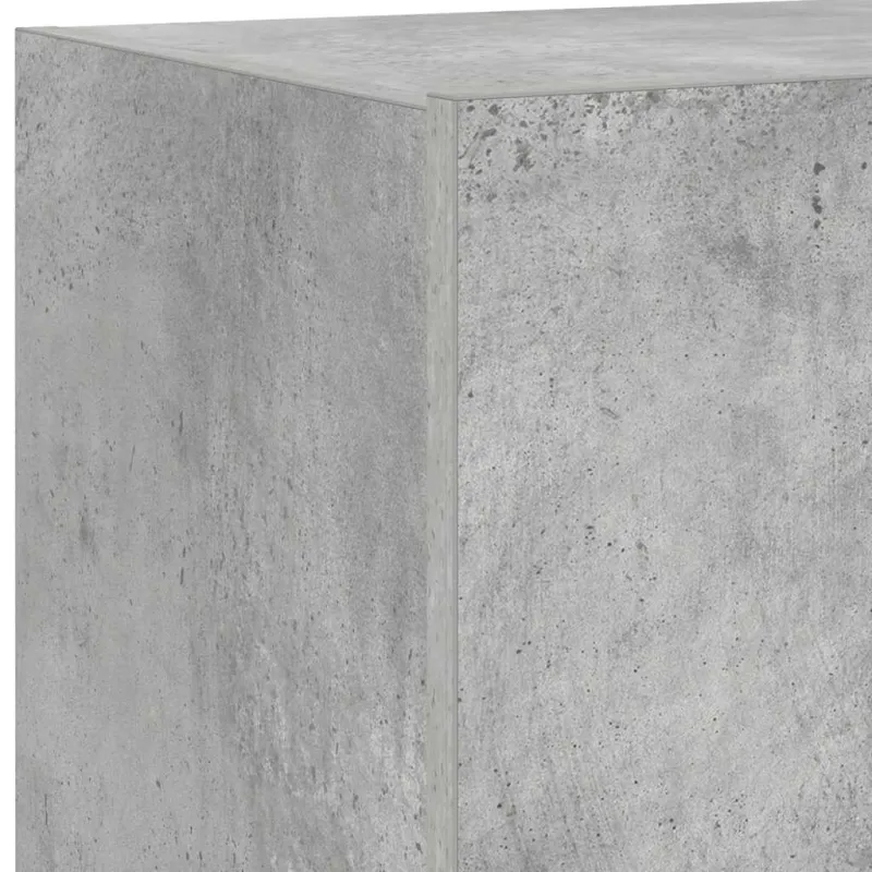 Sieninė TV spintelė su LED lemputėmis, betono pilka, 60x35x31cm