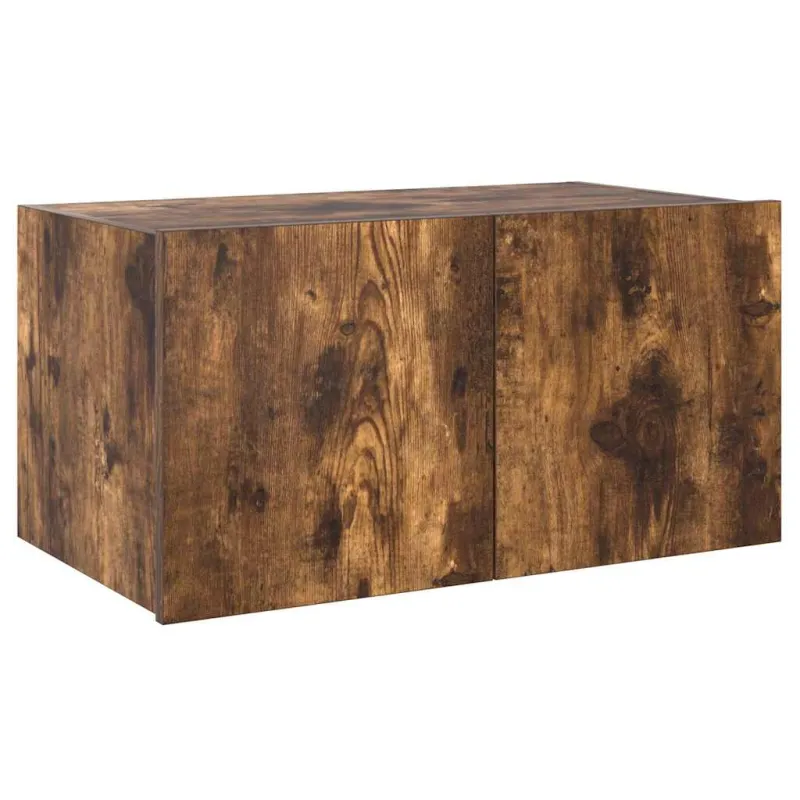 Sieninė TV spintelė su LED lemputėmis, dūminė, 60x35x31cm