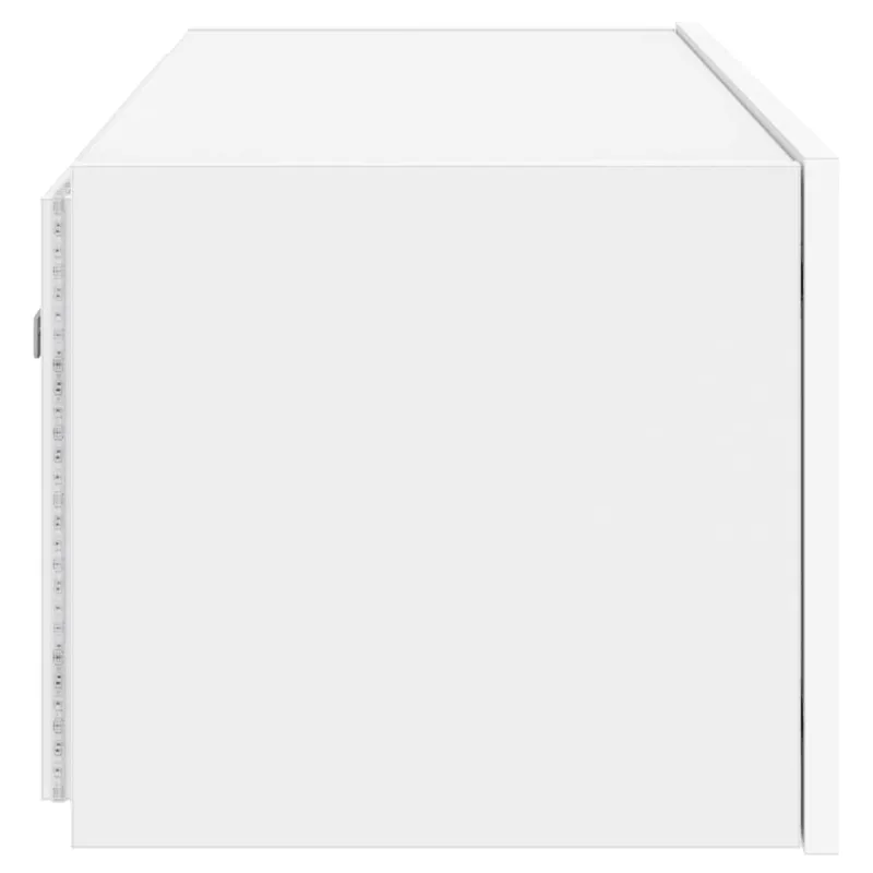 Sieninė TV spintelė su LED lemputėmis, balta, 80x35x31cm