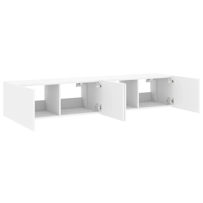 Sieninės TV spintelės su LED, 2vnt., baltos, 80x35x31cm