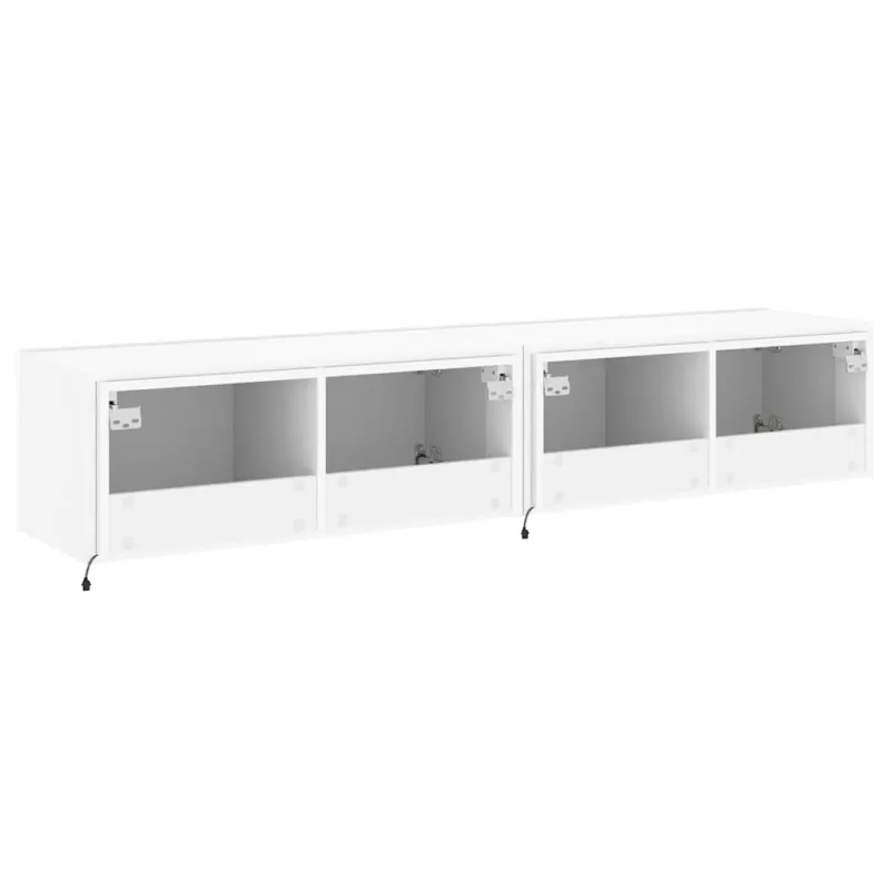 Sieninės TV spintelės su LED, 2vnt., baltos, 80x35x31cm