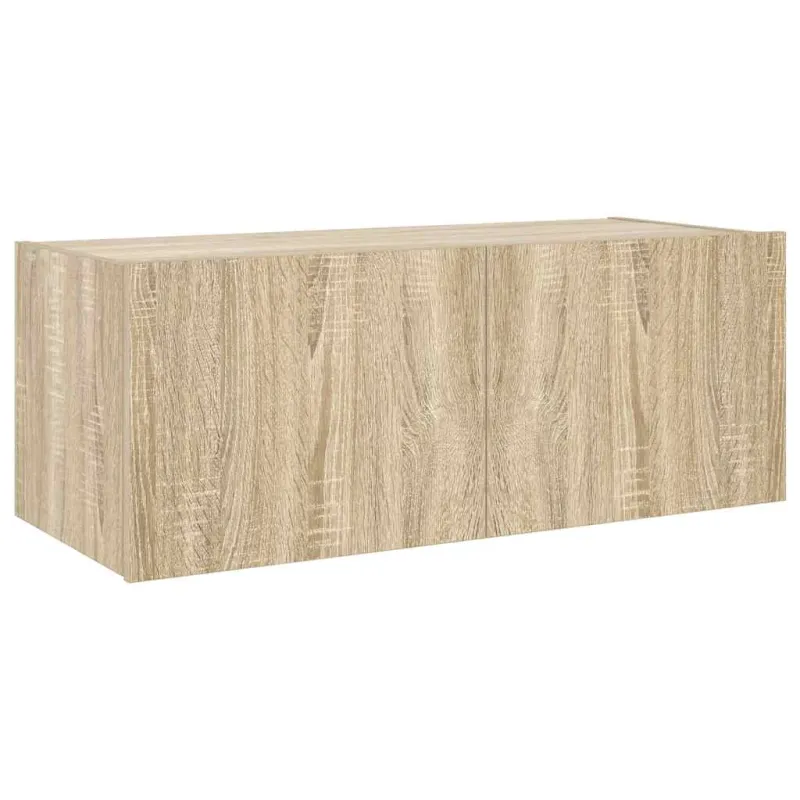 Sieninė TV spintelė su LED lemputėmis, ąžuolo, 80x35x31cm