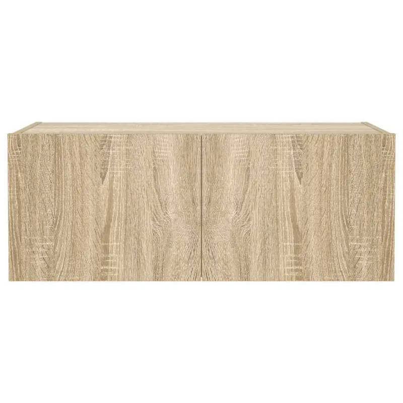 Sieninė TV spintelė su LED lemputėmis, ąžuolo, 80x35x31cm