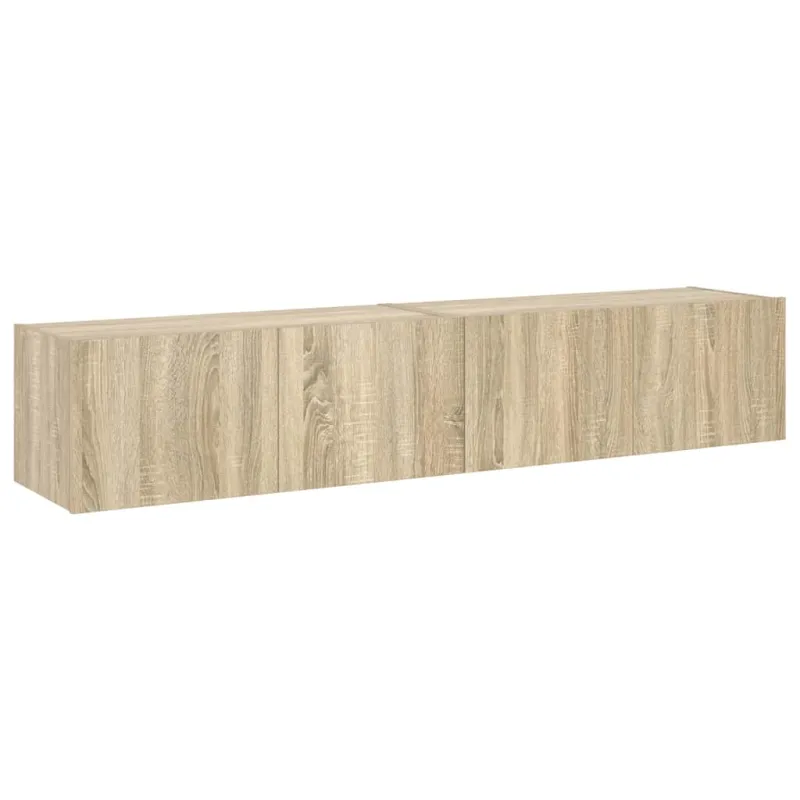 Sieninės TV spintelės su LED, 2vnt., sonoma ąžuolo, 80x35x31cm