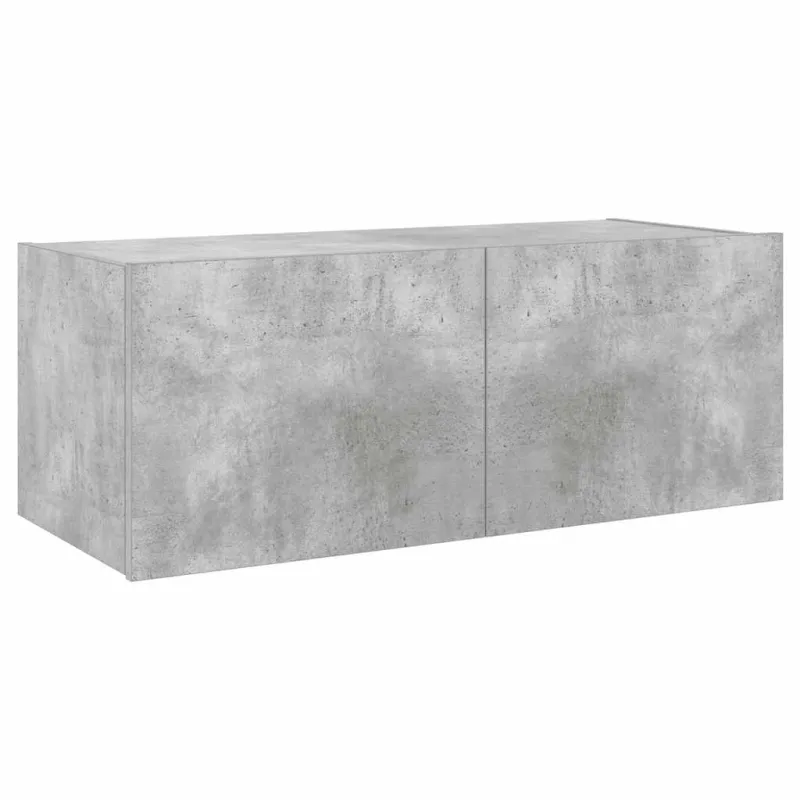 Sieninė TV spintelė su LED lemputėmis, betono pilka, 80x35x31cm