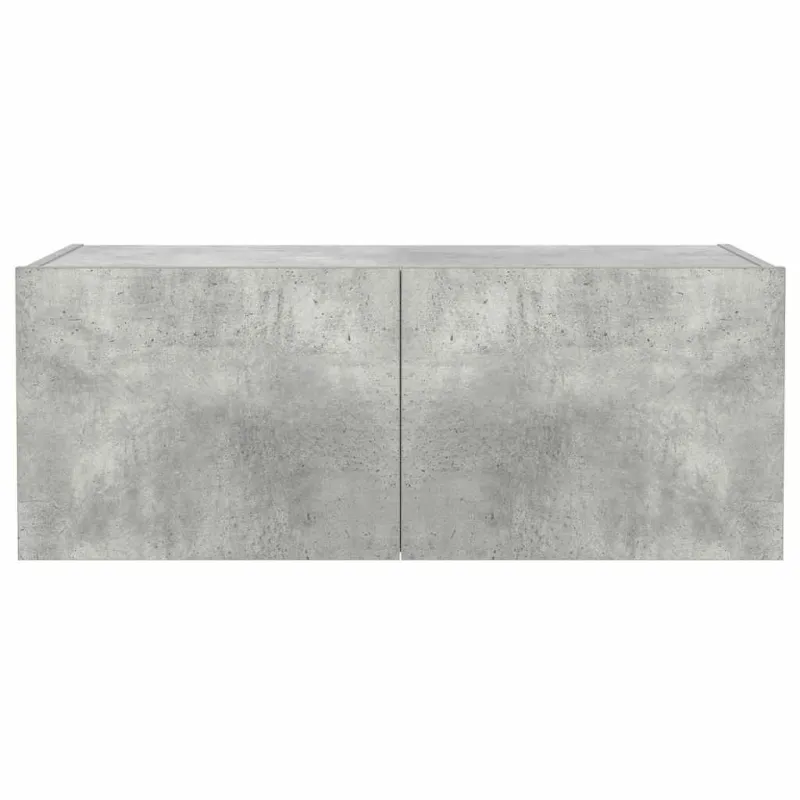 Sieninė TV spintelė su LED lemputėmis, betono pilka, 80x35x31cm