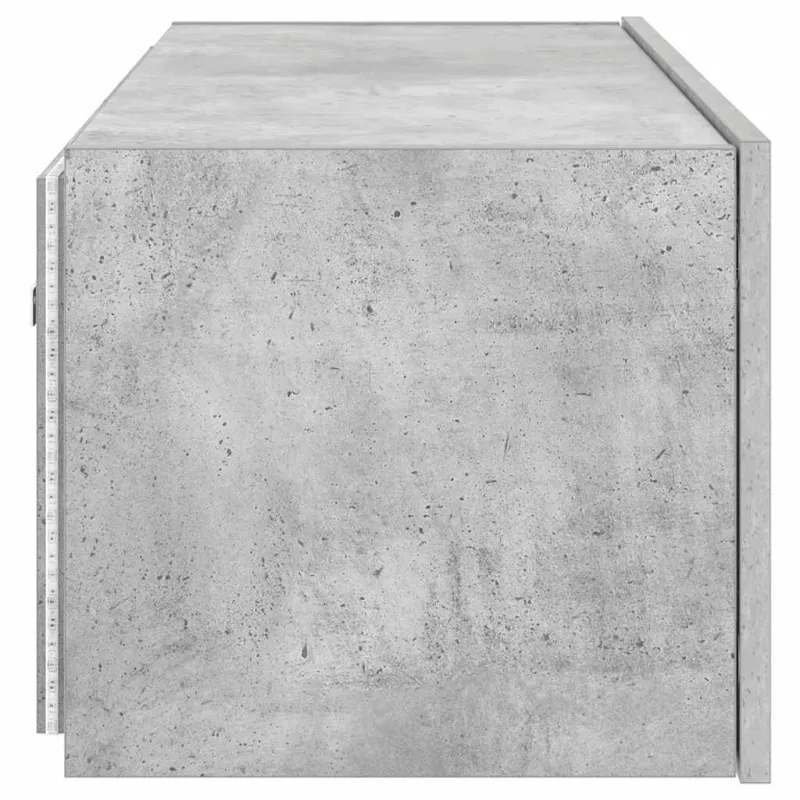 Sieninė TV spintelė su LED lemputėmis, betono pilka, 80x35x31cm