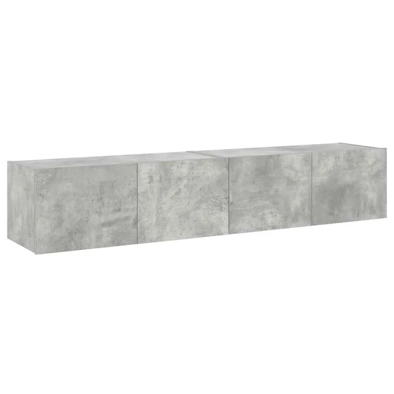 Sieninės TV spintelės su LED, 2vnt., betono pilkos, 80x35x31cm