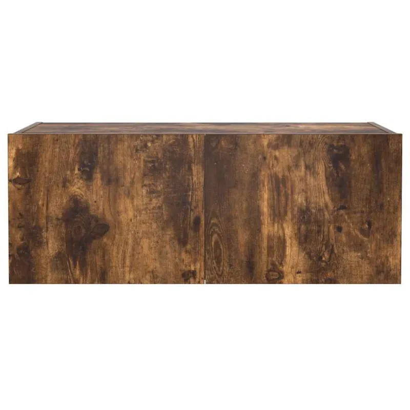 Sieninė TV spintelė su LED lemputėmis, dūminė, 80x35x31cm
