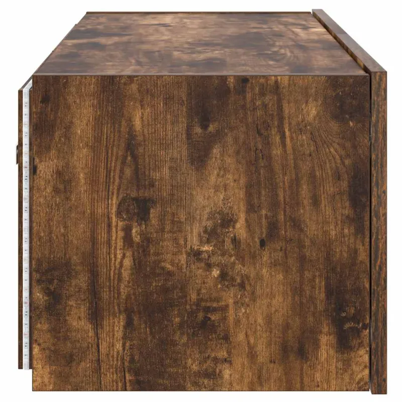 Sieninė TV spintelė su LED lemputėmis, dūminė, 80x35x31cm