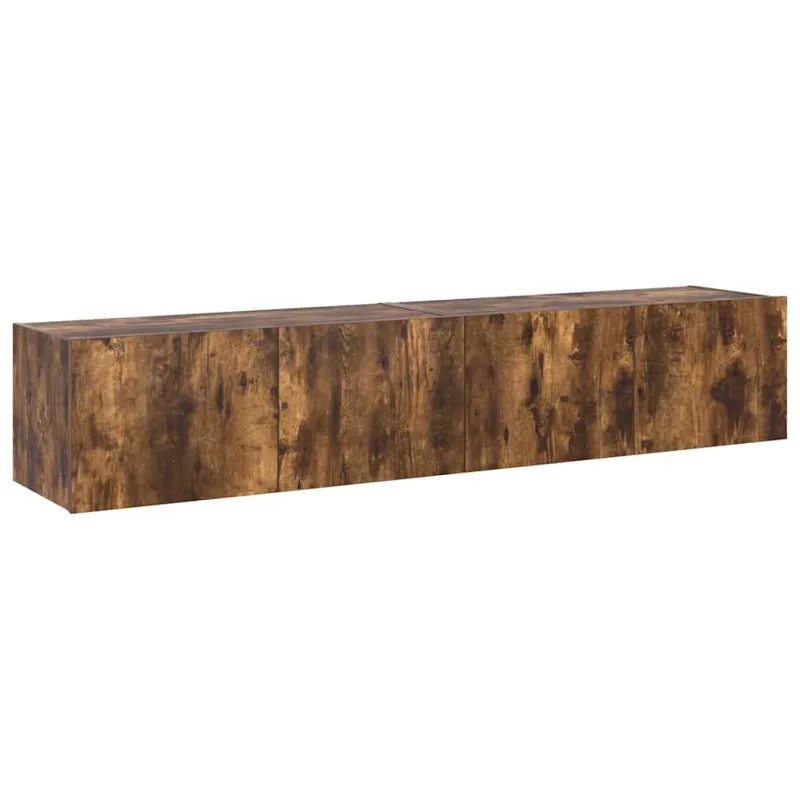Sieninės TV spintelės su LED, 2vnt., dūminės ąžuolo, 80x35x31cm