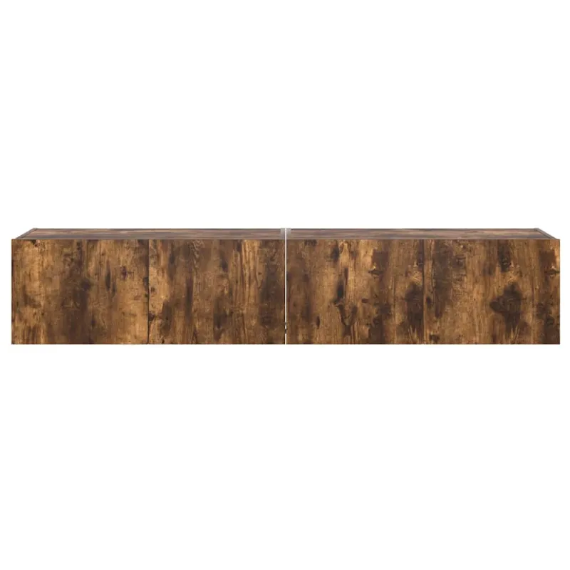 Sieninės TV spintelės su LED, 2vnt., dūminės ąžuolo, 80x35x31cm
