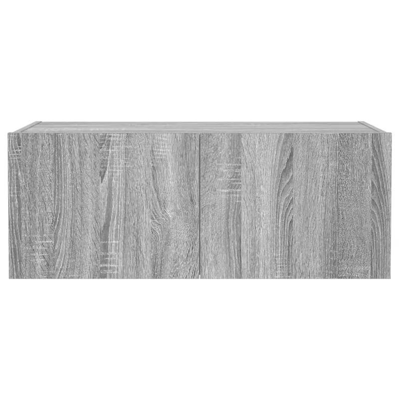 Sieninė TV spintelė su LED lemputėmis, pilka ąžuolo, 80x35x31cm