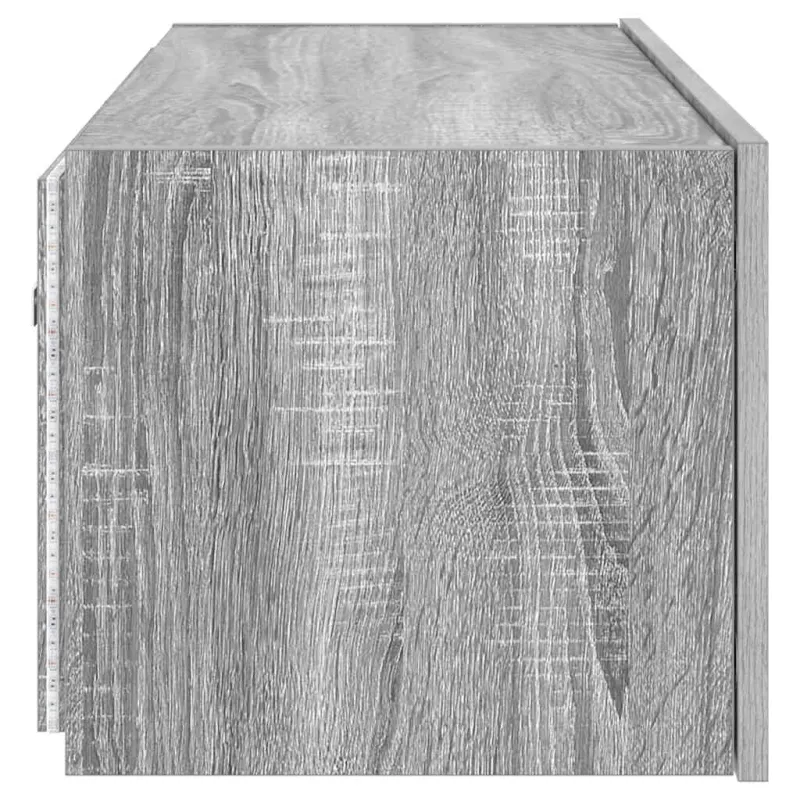 Sieninė TV spintelė su LED lemputėmis, pilka ąžuolo, 80x35x31cm