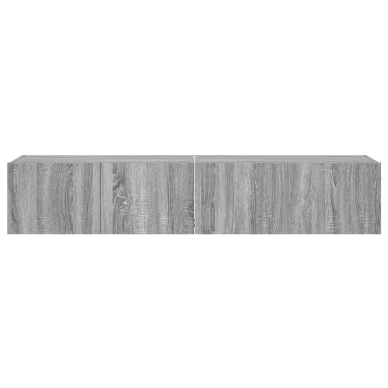 Sieninės TV spintelės su LED, 2vnt., pilkos ąžuolo, 80x35x31cm