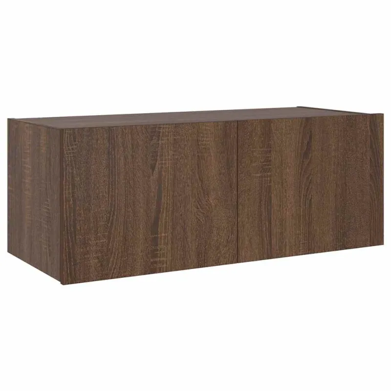 Sieninė TV spintelė su LED lemputėmis, ruda ąžuolo, 80x35x31cm