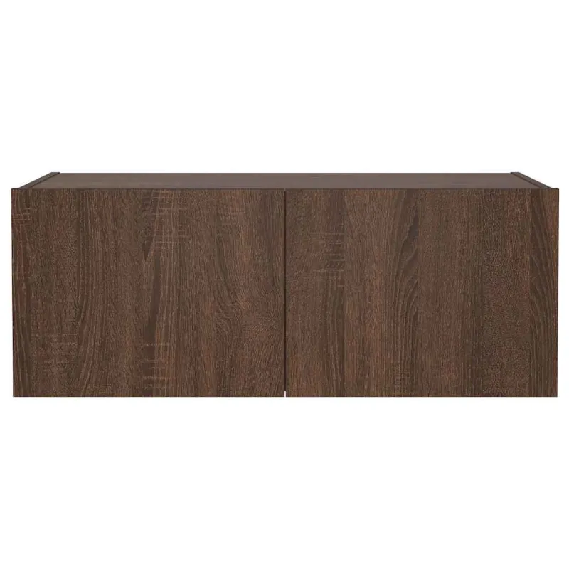 Sieninė TV spintelė su LED lemputėmis, ruda ąžuolo, 80x35x31cm