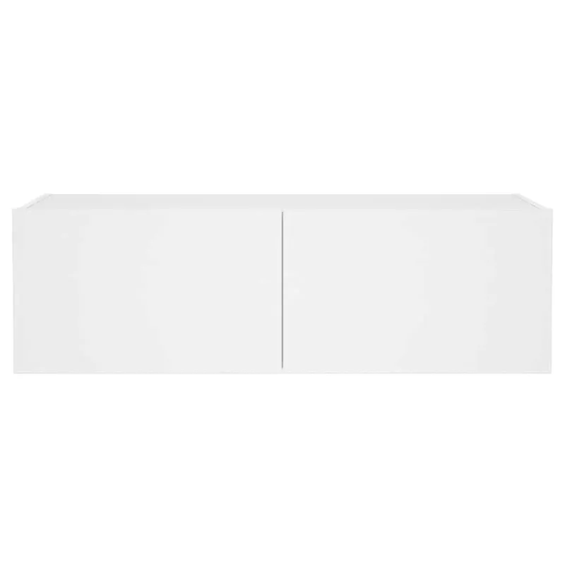Sieninė TV spintelė su LED lemputėmis, balta, 100x35x31cm