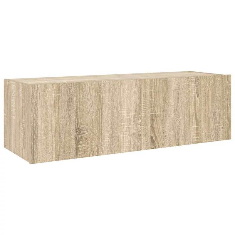 Sieninė TV spintelė su LED lemputėmis, ąžuolo, 100x35x31cm