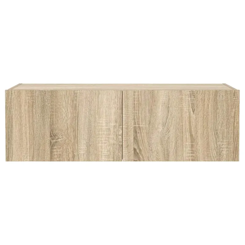 Sieninė TV spintelė su LED lemputėmis, ąžuolo, 100x35x31cm