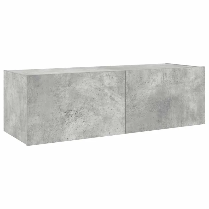 Sieninė TV spintelė su LED lemputėmis, betono, 100x35x31cm