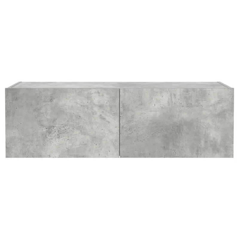 Sieninė TV spintelė su LED lemputėmis, betono, 100x35x31cm