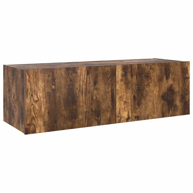 Sieninė TV spintelė su LED lemputėmis, dūminė, 100x35x31cm