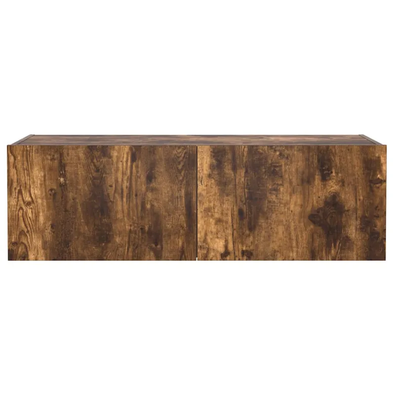 Sieninė TV spintelė su LED lemputėmis, dūminė, 100x35x31cm